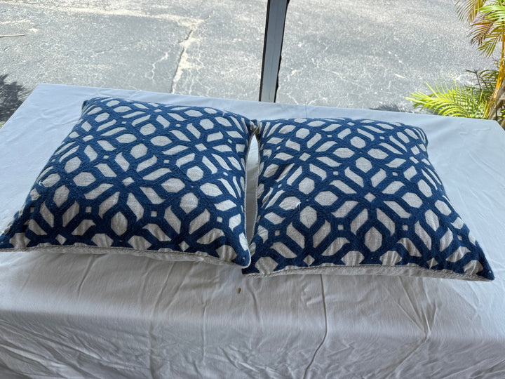 Set/2 B/W pattern feather pillows