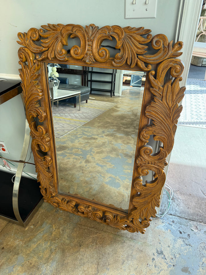 Carved wood mirror