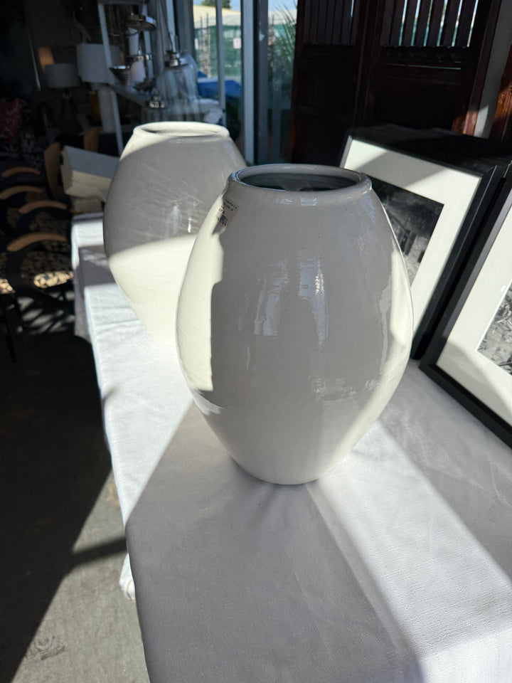 Pr Glossy White large vases