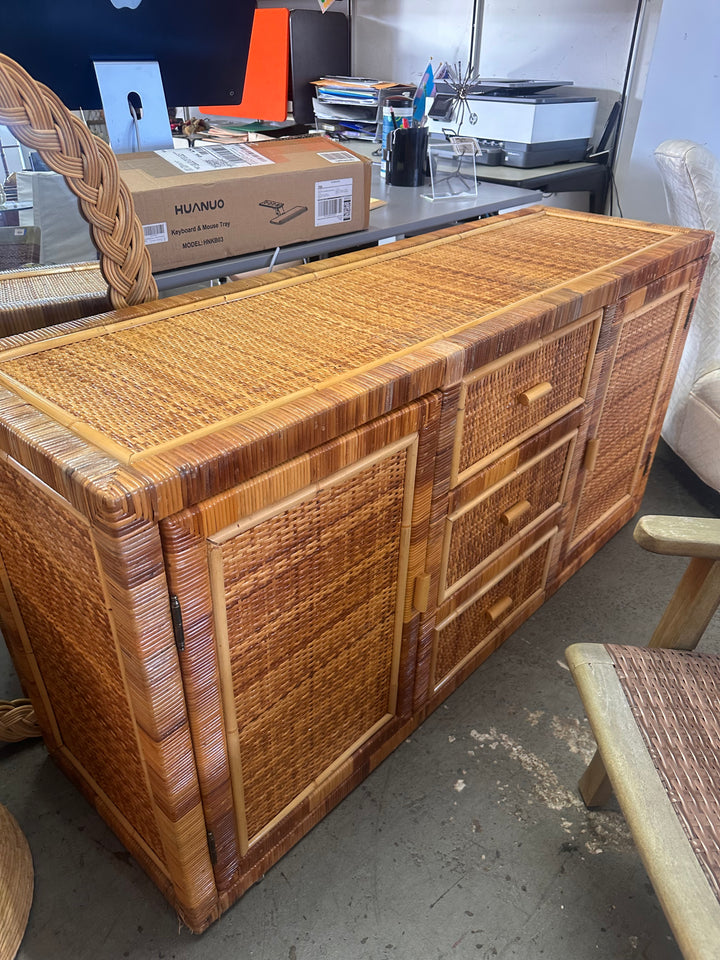 Handsome wrapped wicker dresser