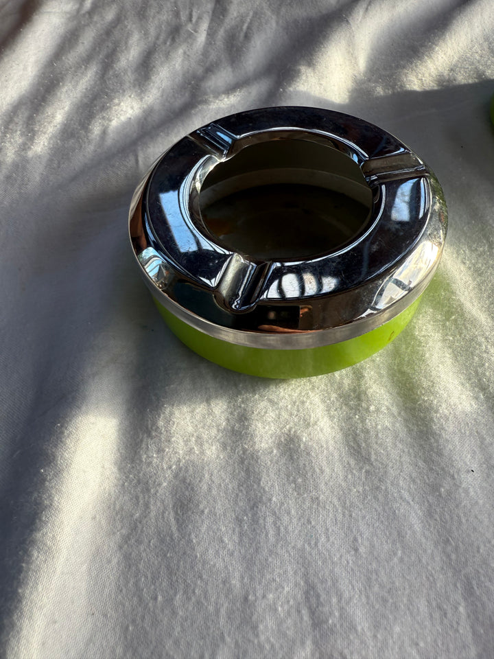 Green metal ashtray