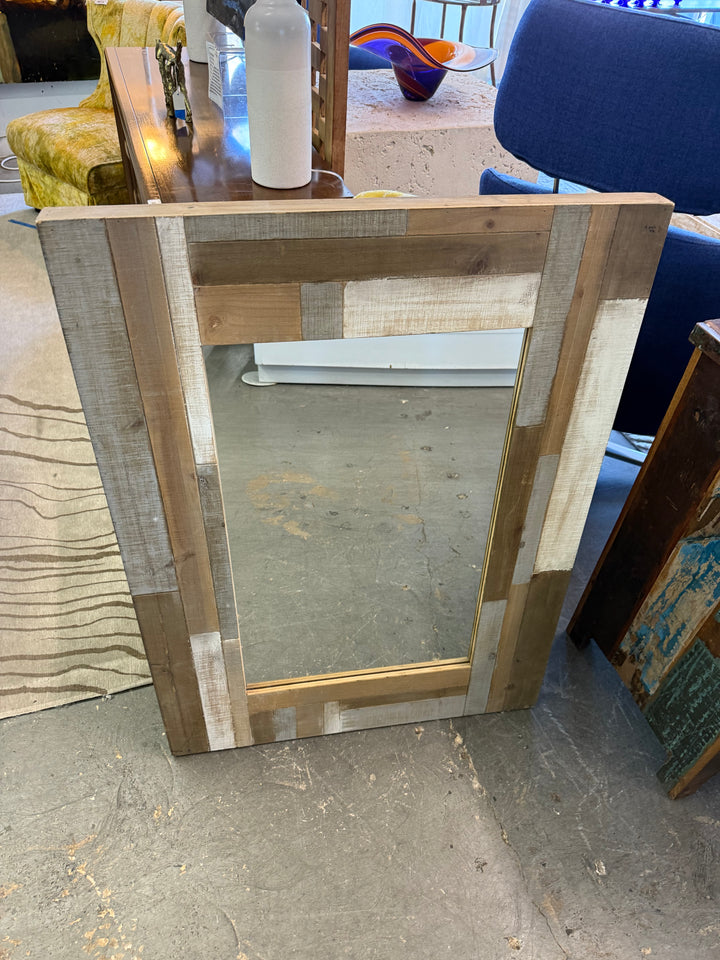 Faux reclaimed wood mirror