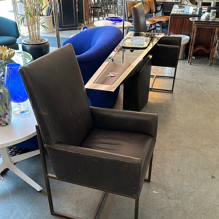 Pr Leather arm chairs