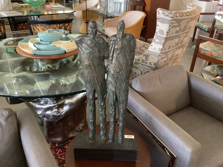 Patinated plaster sculpture of couple