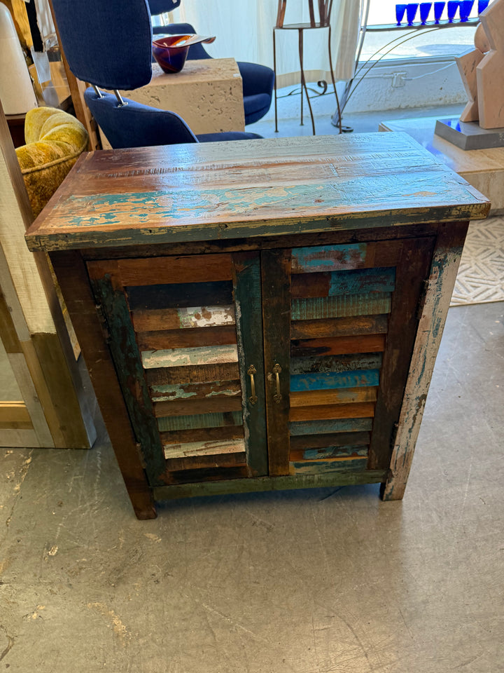 Solid heavy reclaimed wood distressed cabinet