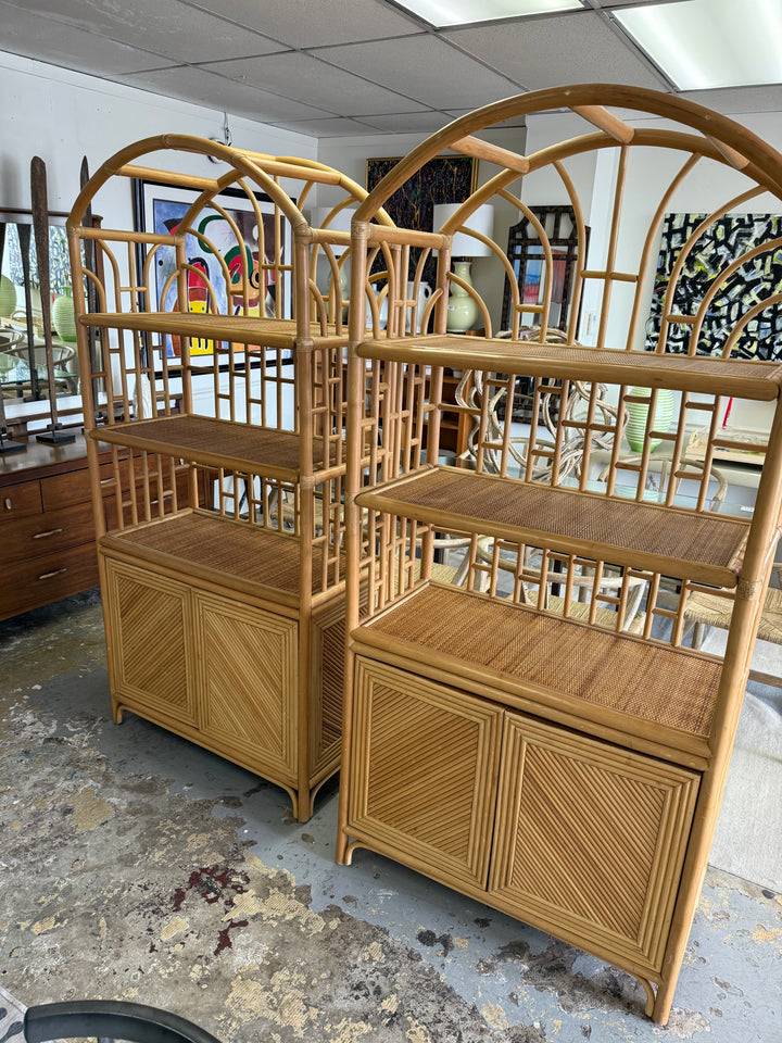 Pr Large arch rattan Etageres