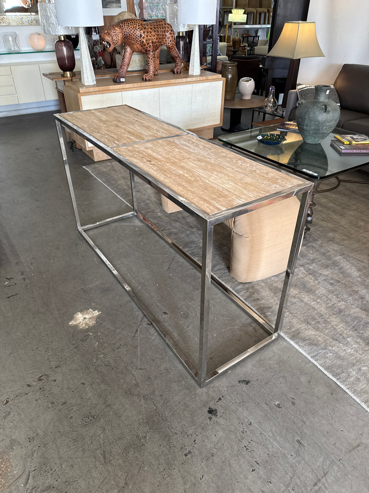 Modern cerused chrome console