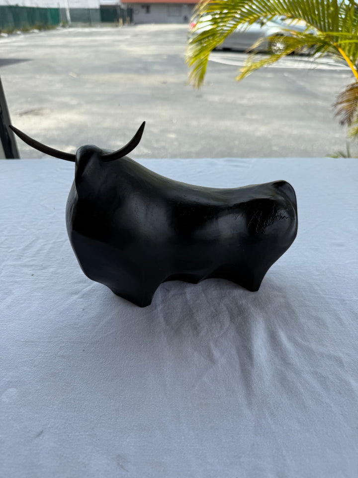 Bronze modern bull sculpture by Martin Klein numbered