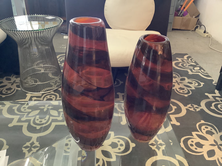 Pr Vases Amber