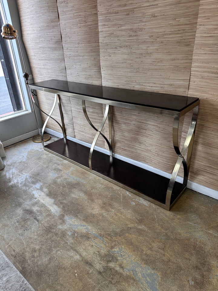 Large wood and chrome console