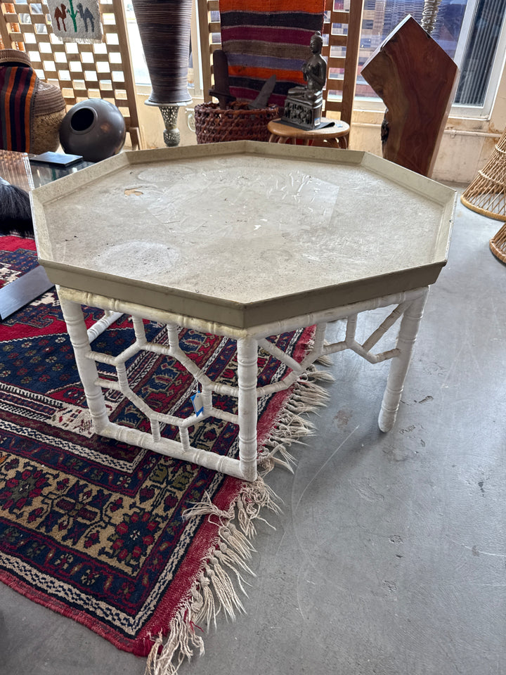 Lg Wood Faux Bamboo octagon Coffeetable