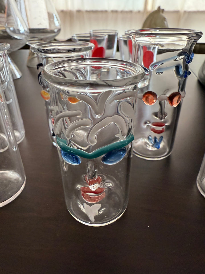Set/6 hand blown face shot glasses