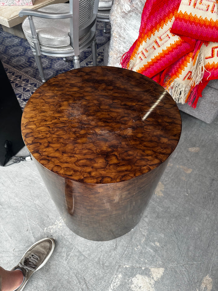 Lacquered drum table as is