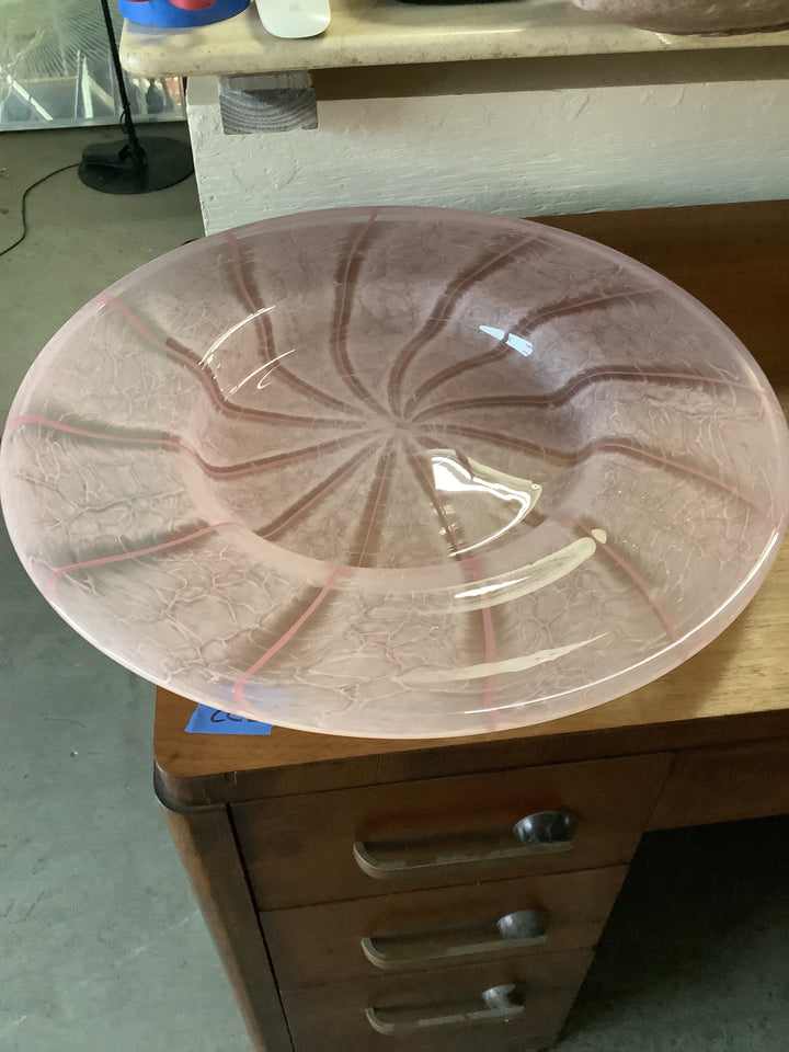 Pink art glass tray