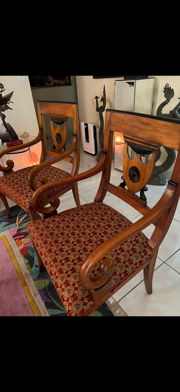 Pr Fruitwood Ebonized Arm chairs