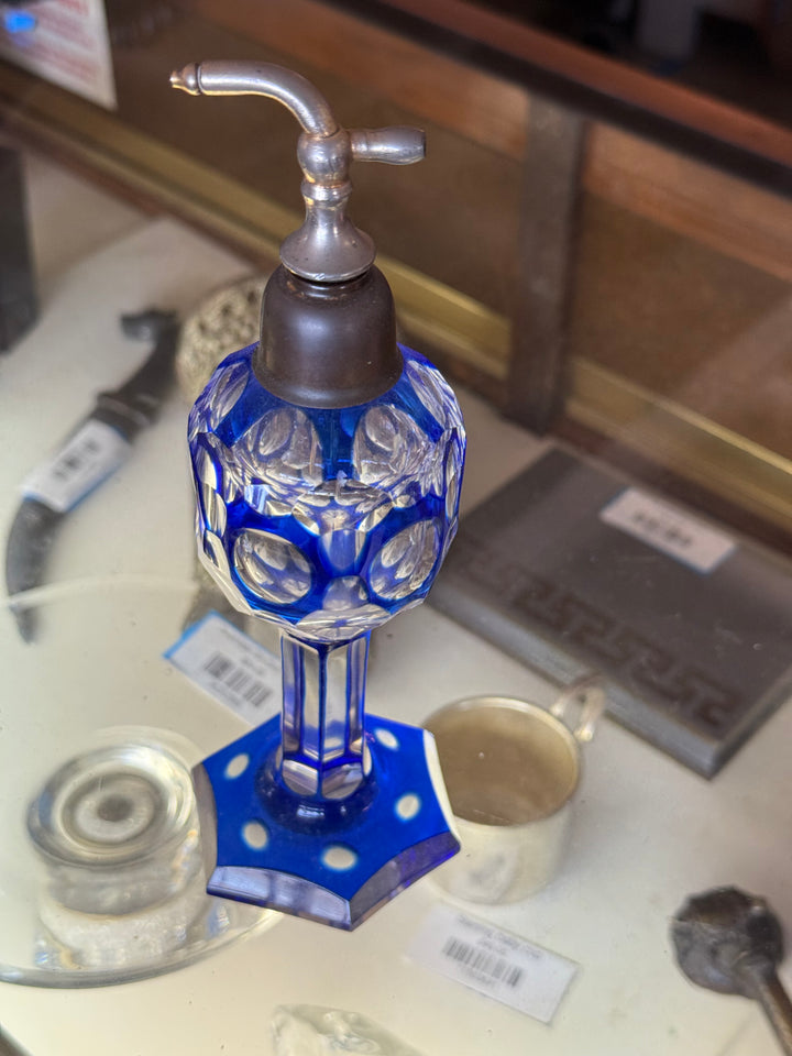Cobalt cut crystal perfume bottle