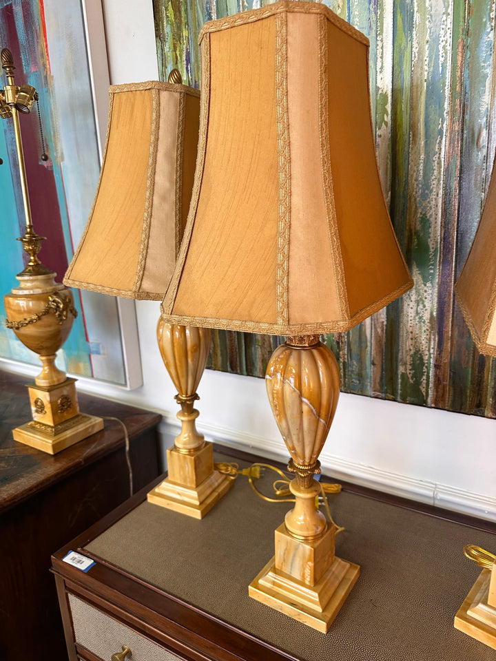 Pr Slender marble lamps