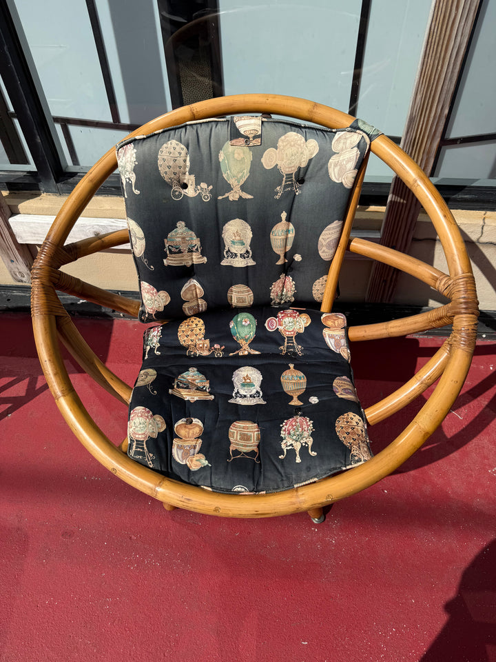 Atomic rattan loop swivel chair vintage