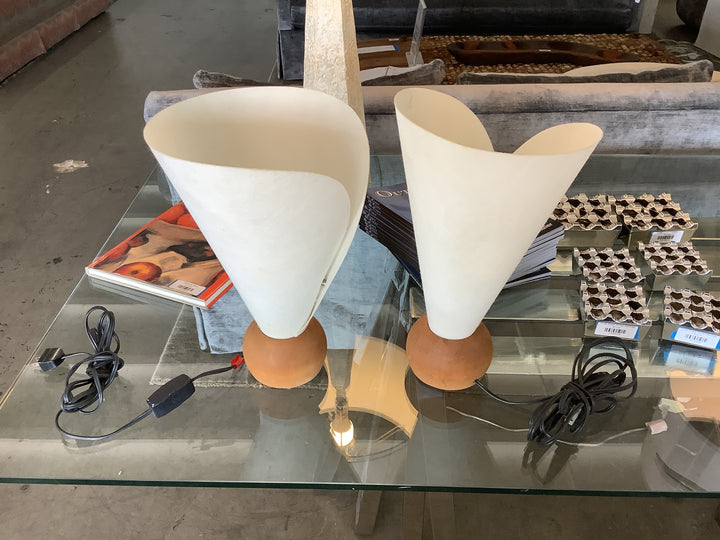 Pr woodball paper cone lamps