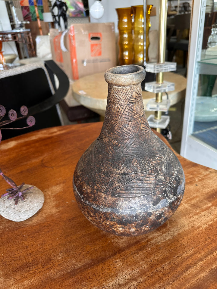 Rustic pottery bottle