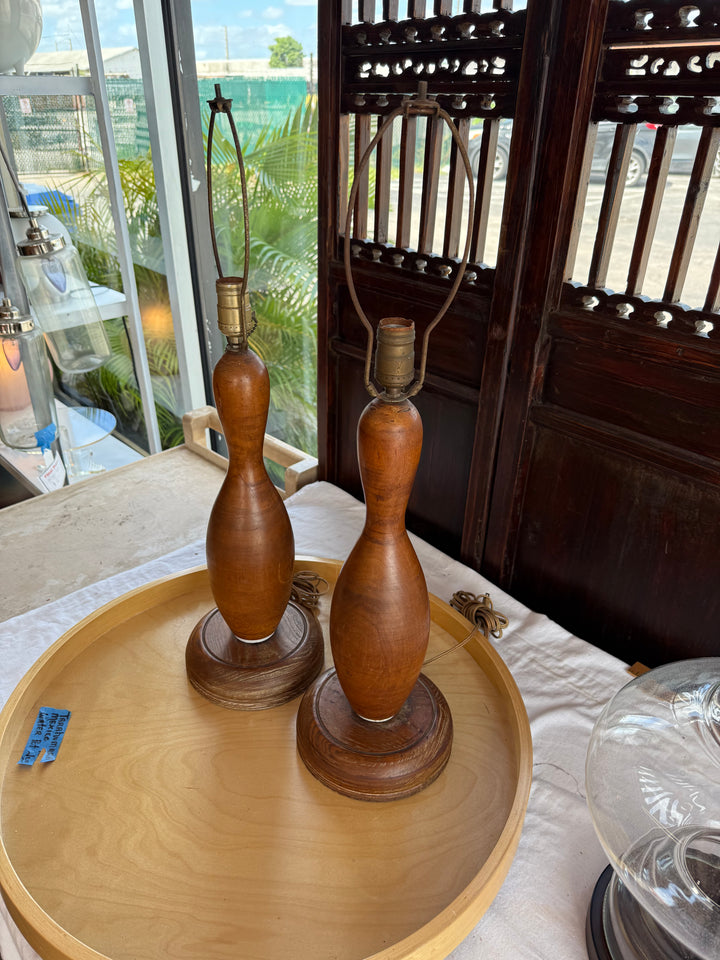 1920’s era Wood bowling pin lamps