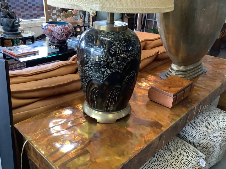 Postmodern brass patterned lamp