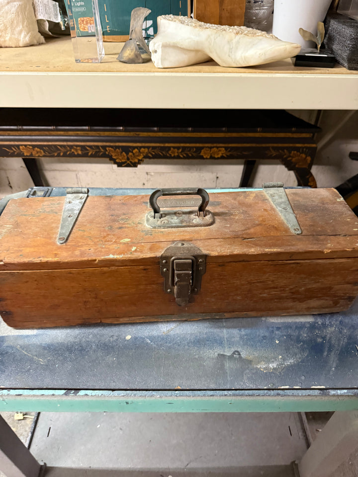 Old wood carpenter box monogrammed