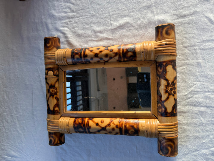 Flamed pattern bamboo mirror