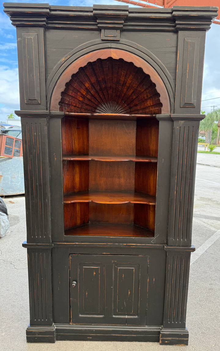 Shell carved corner cabinet