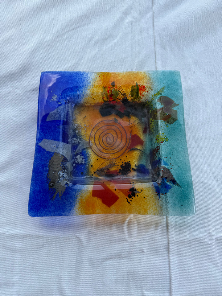 Modern square colorful glass plate