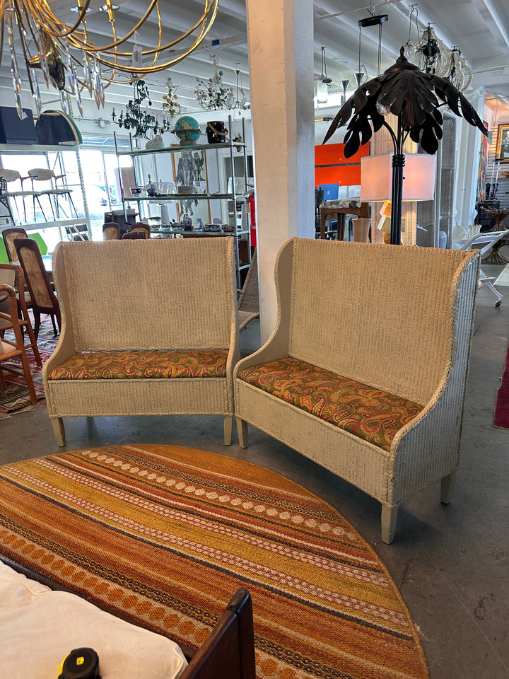 1930’s Era High Back Banquet Wicker Bench