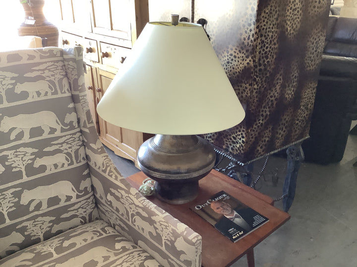 Pr Patina metal lamps