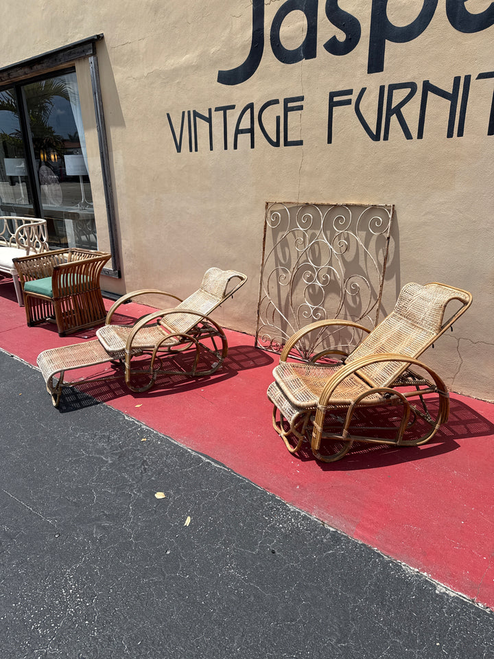 Pr Rattan loungers