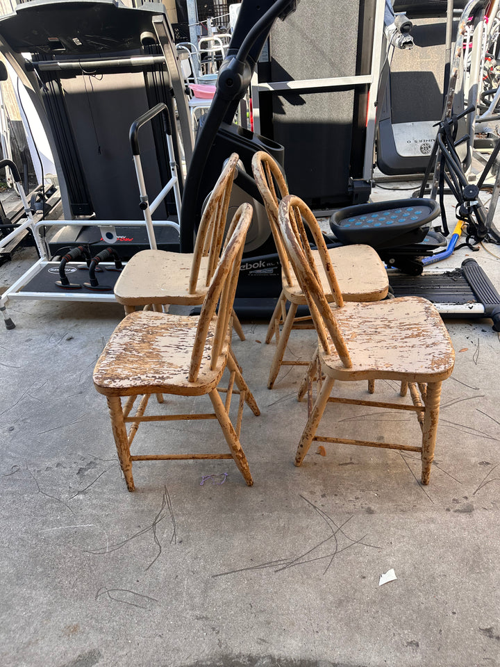 1800’s era farmhouse spindle chairs set includes all four