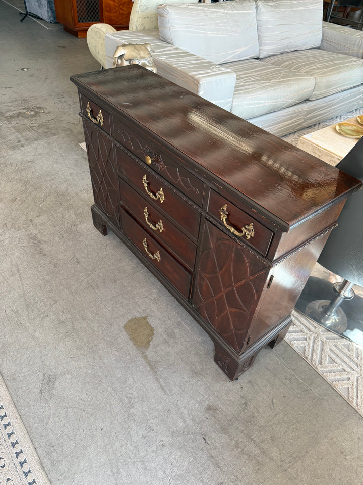 Vintage Henredon Chinoiserie fretwork petite cabinet