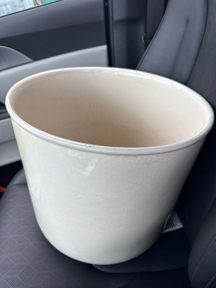 Large glazed white planter