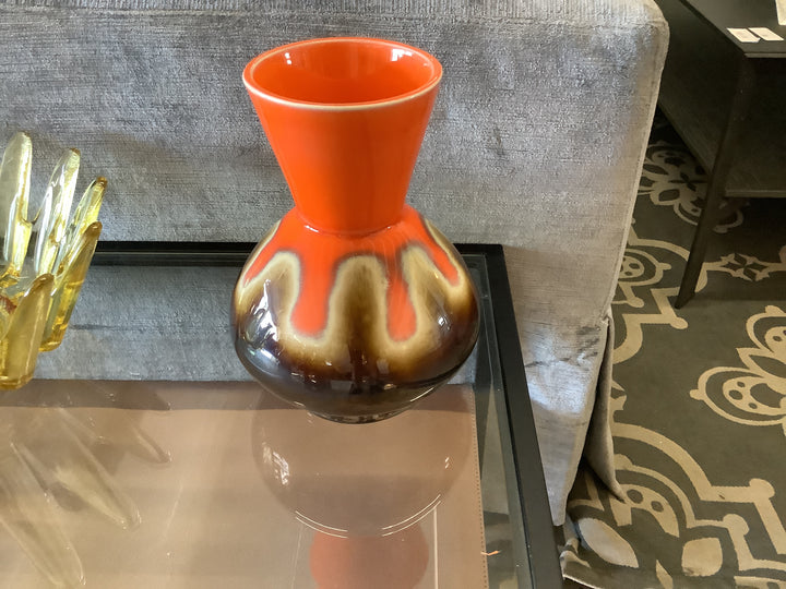 Orange pottery vase France