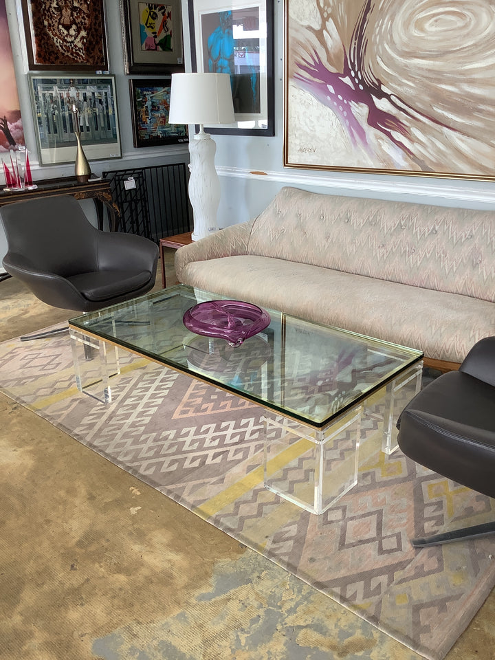 Lion in Frost Lucite coffee table
