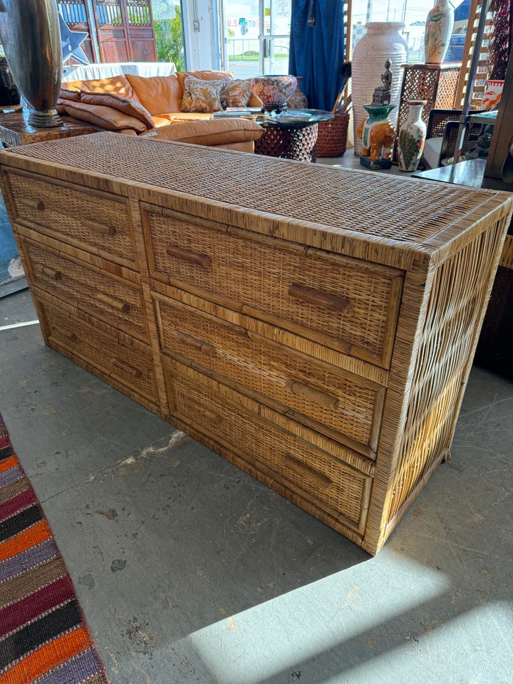 Coastal rattan wicker dresser