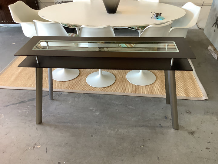 Blk Modern 2 tier steel console
