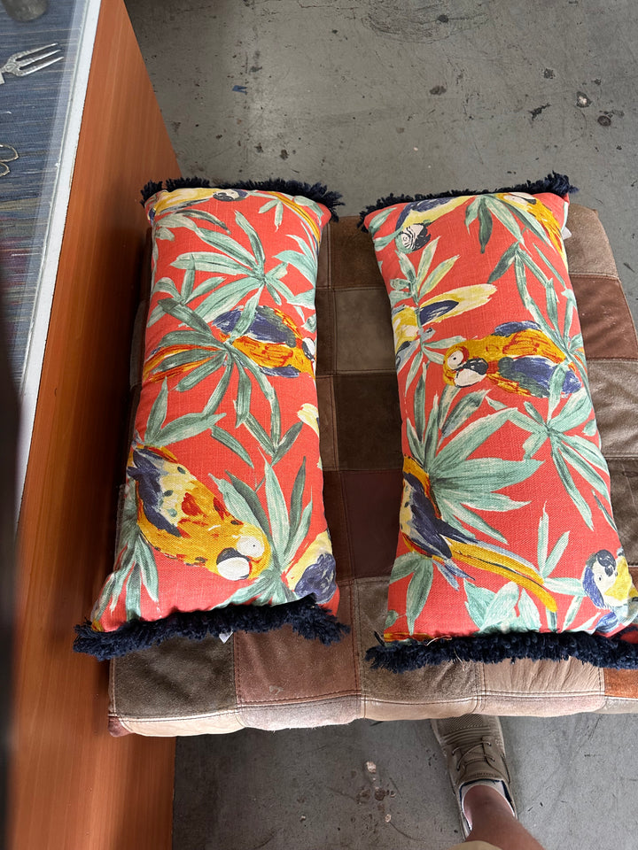 Pair Tropical bird pillows