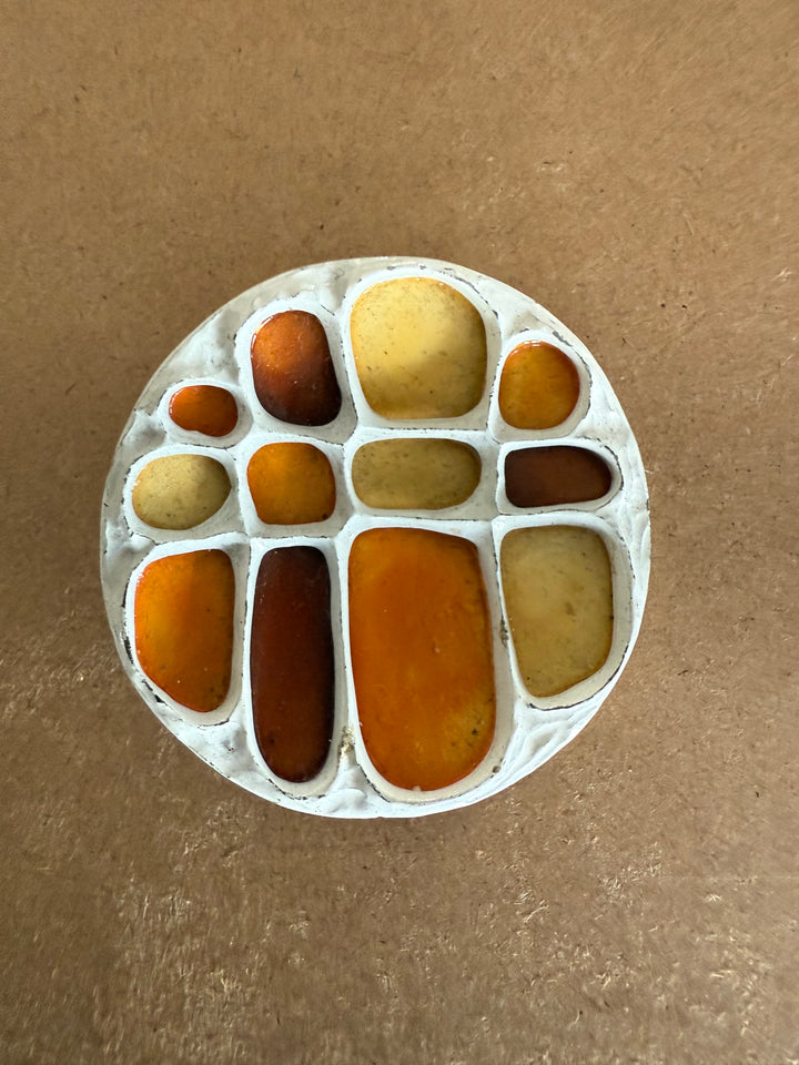 MCM style enamel brooch