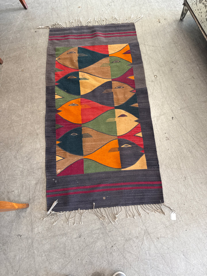 Wool Fish pattern throw rug