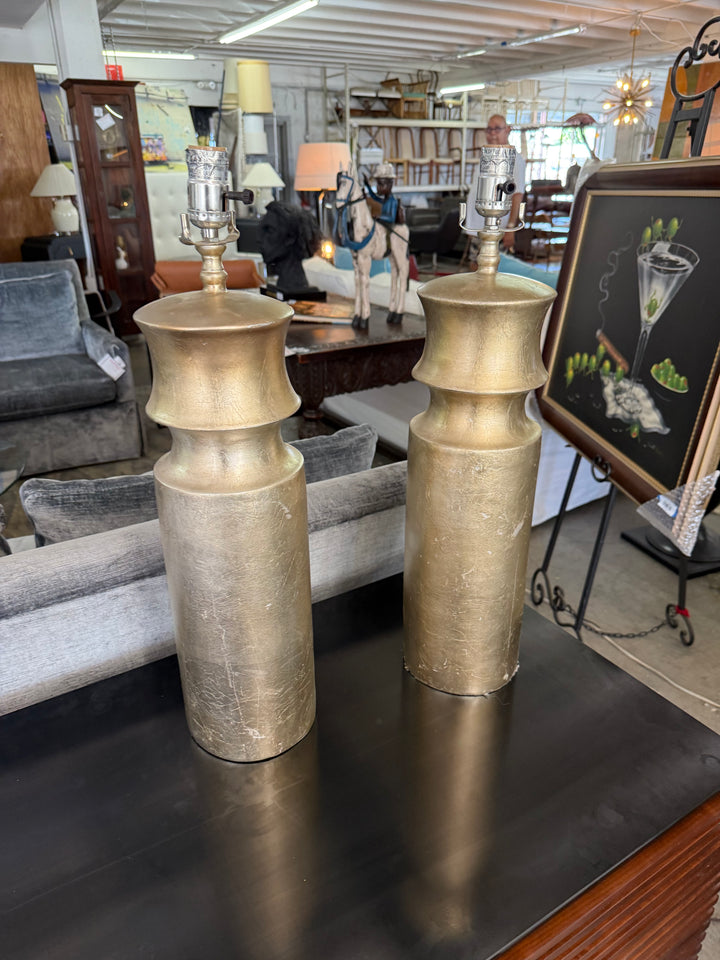 Pr Cylinder silver lamps