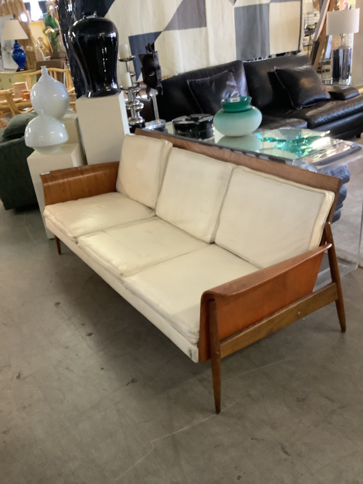 MCM walnut sofa needs repairs