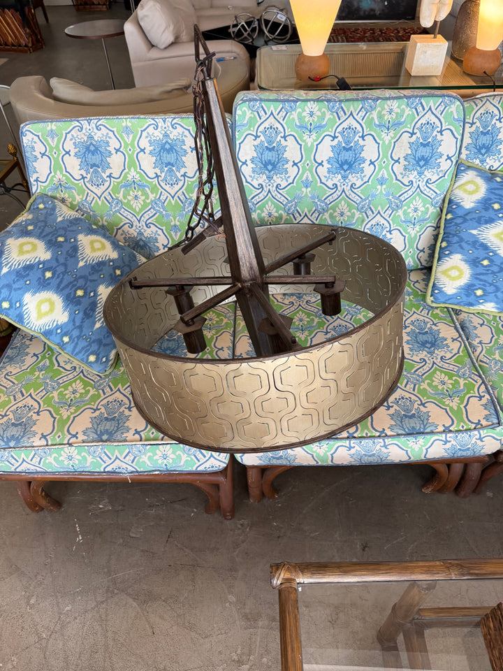 Modern gold faux wood chandelier