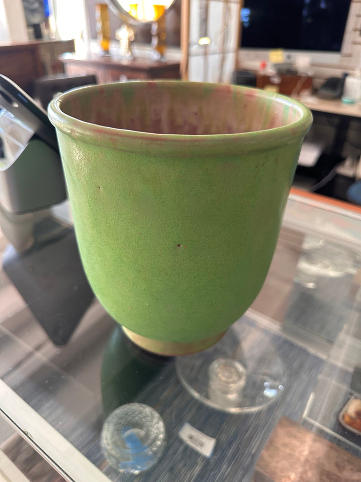 Green pottery vase