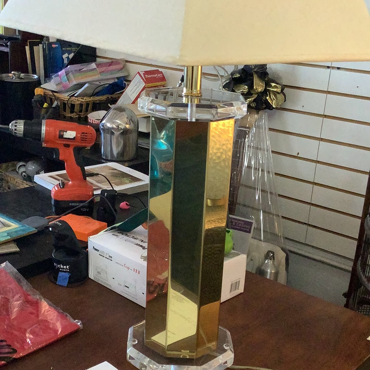 Pr Of Brass Lucite Lamps