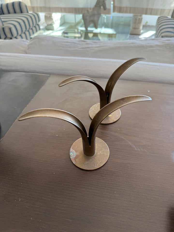 Pr Brass Lily Candlesticks