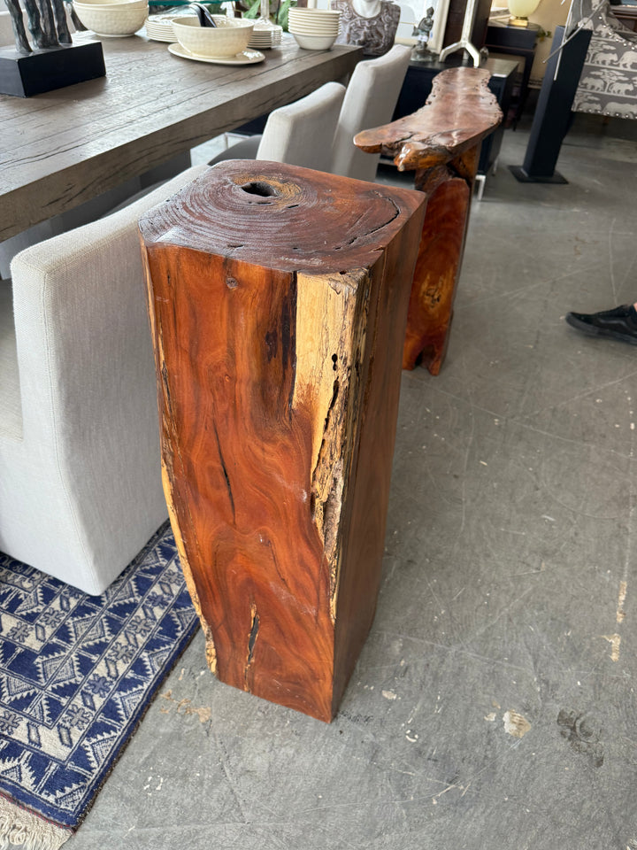 Polished wood pedestal